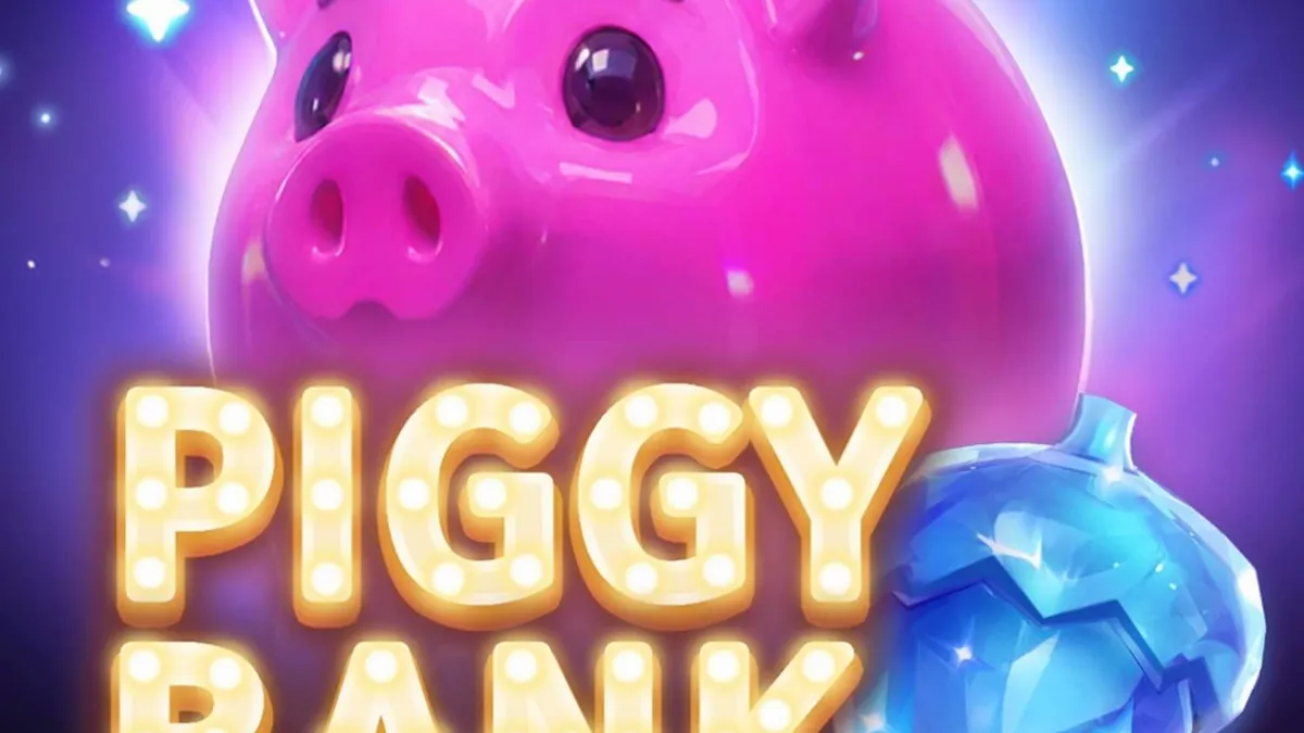 Piggy Bank Hold & Win slot grid dengan koin emas dan karakter babi