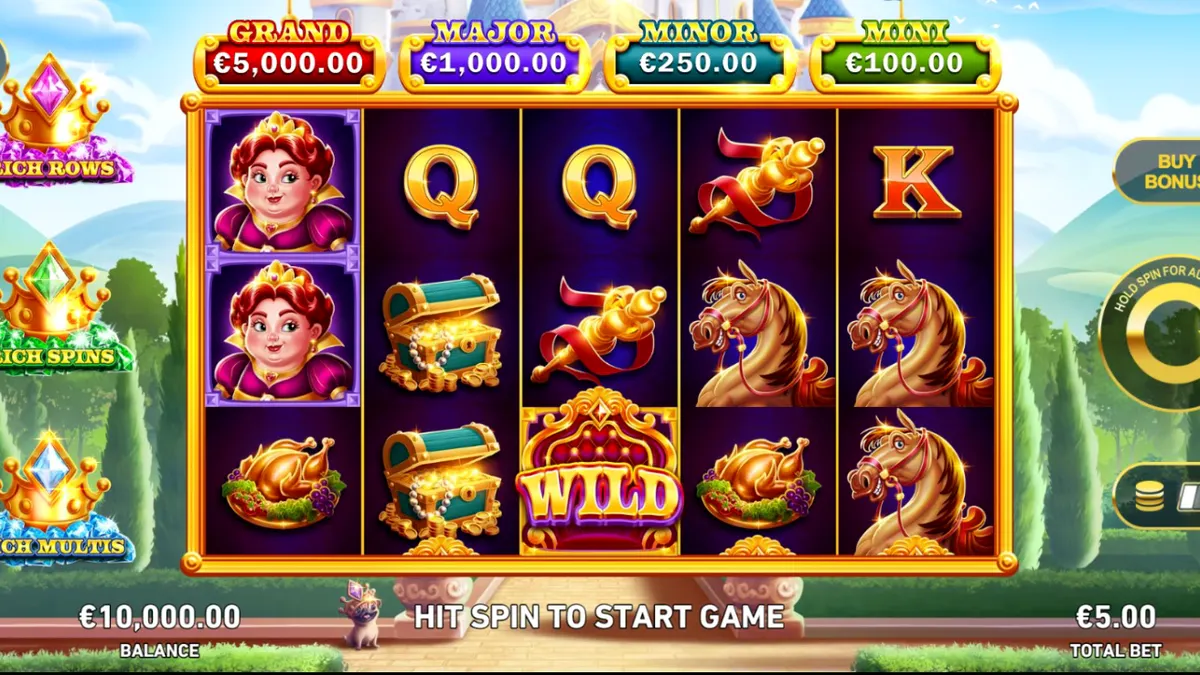 Tampilan visual slot King Richwin dengan tema kerajaan dan kastil megah