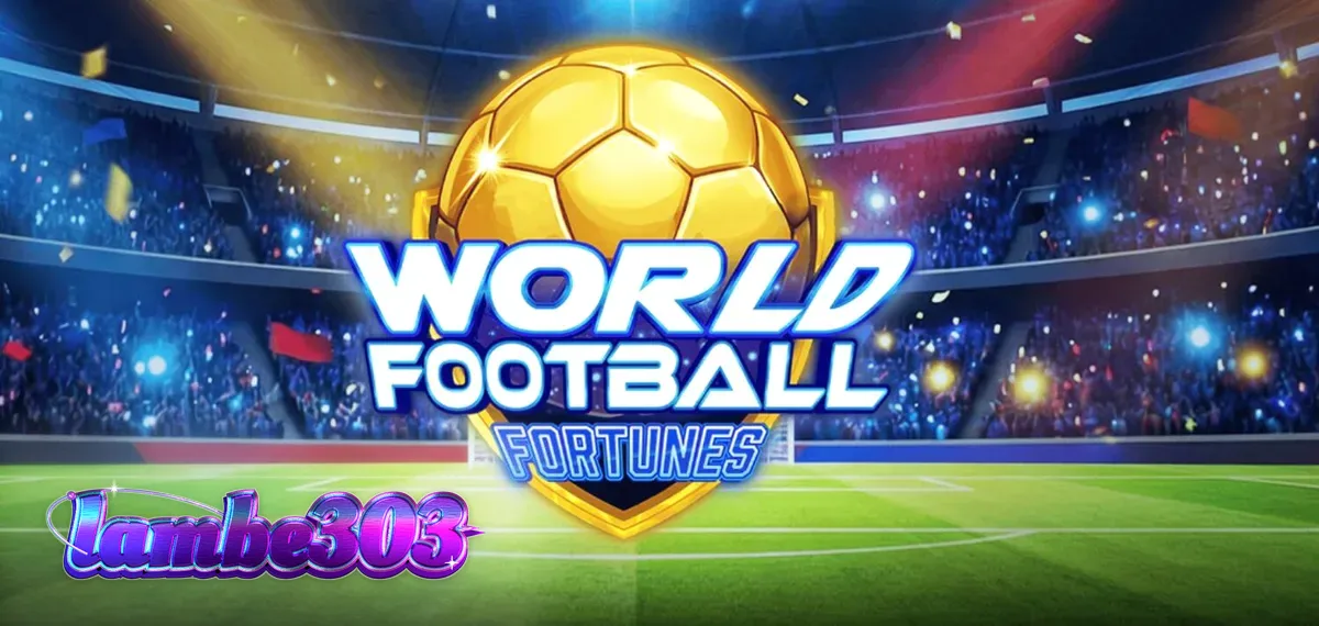 Tampilan antarmuka permainan slot World Football Fortunes dengan tema stadion sepak bola.
